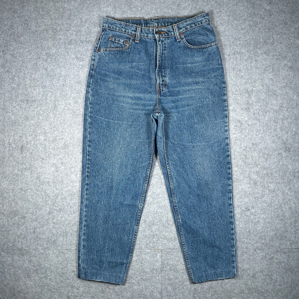 Vintage Levi's 521 denim jeans women 14 S Blue Tapered Fit Mom‎ High Rise
